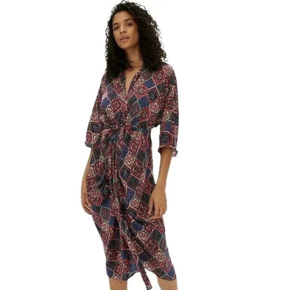 Anthropologie Midi Tie Waist Dress Miska Sz M